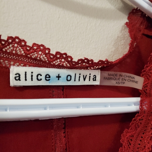 Alice + Olivia - Silk and Lace Cold Shoulder Top - Size XS - Picture 6 of 10